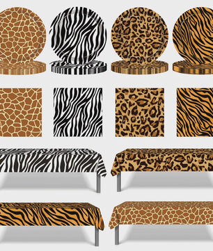Jungle Safari Feestdecoratie Set - Dierenprint & Monstera Bladeren