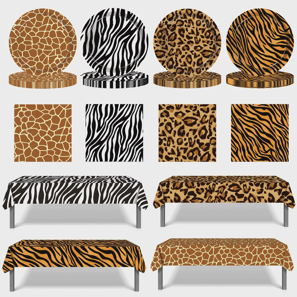 Jungle Safari Feestdecoratie Set - Dierenprint & Monstera Bladeren