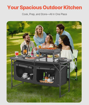 Aluminium Camping Keukentafel - Lichtgewicht & Draagbaar Kookstation voor Outdoor BBQ, Picknick & RV