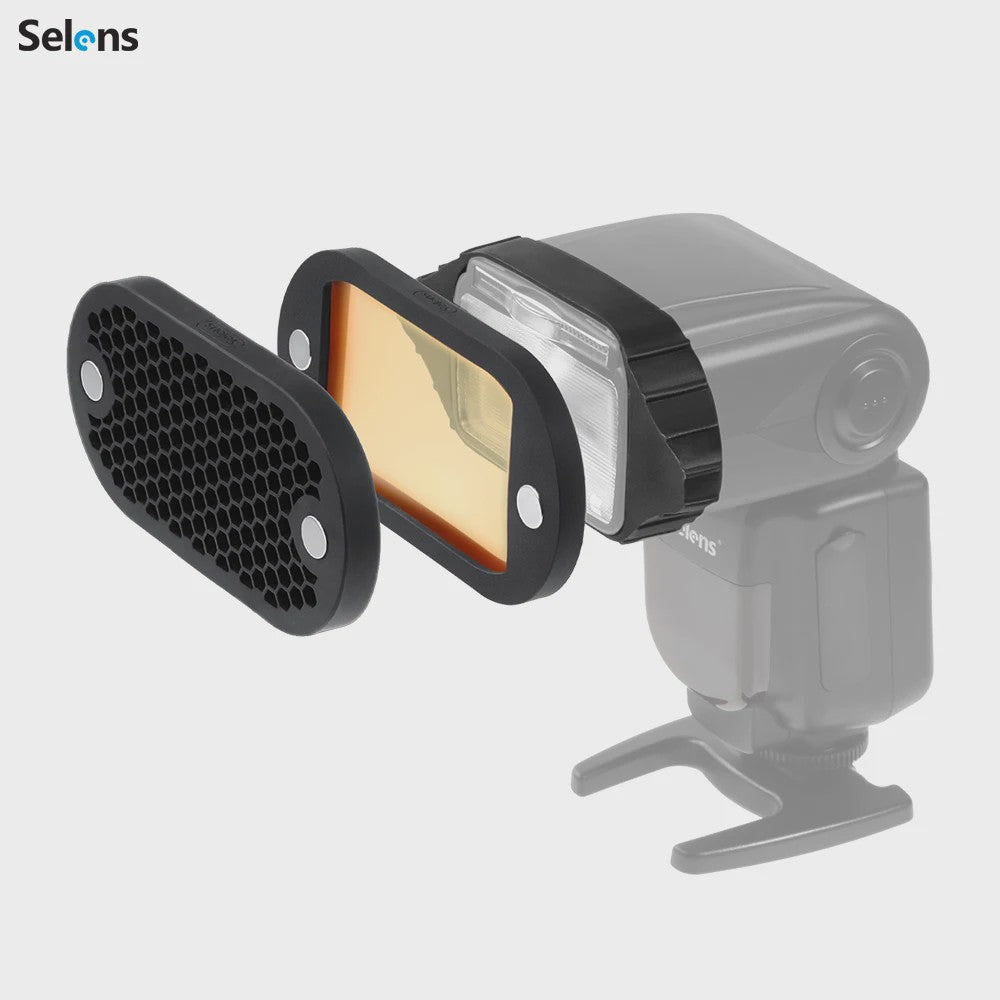 Selens Magnetische Flitser Grid Kit met Kleurenfilters en Diffuser - Professionele Lichtmodificatie
