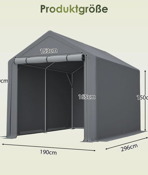 Ruime Garage Carport 190x296x200cm - Waterdichte Stalen Berging met Roldeur