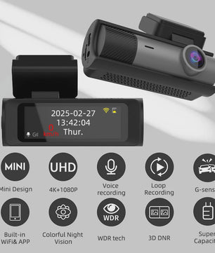 ACCEO B61P 4K Dashcam met Dubbele Lens (Voor & Achter 1080P), GPS, WiFi en 24H Parkeerfunctie