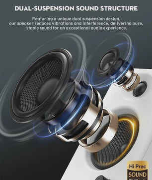 OHAYO C6 Actieve Boekenplank Speakers: 60W, Bluetooth 5.3, Glasvezel Unit, Multi-Input (USB/RCA/AUX) voor PC Gaming