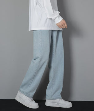 Klassieke Heren Jeans met Wijde Pijpen - Casual Denim Broek in Lichtblauw, Grijs & Zwart