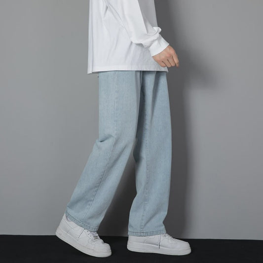 Klassieke Heren Jeans met Wijde Pijpen - Casual Denim Broek in Lichtblauw, Grijs & Zwart