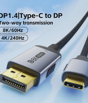 USB-C naar DisplayPort 2.1 Kabel - 8K@60Hz, 4K@144Hz - Thunderbolt 4/3 Compatibel