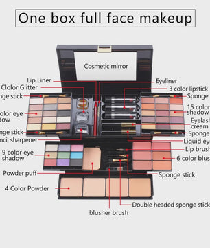 Professionele Make-up Set: Uitgebreid Palet met Oogschaduw, Foundation, Blush en meer - Complete Cosmetica Koffer
