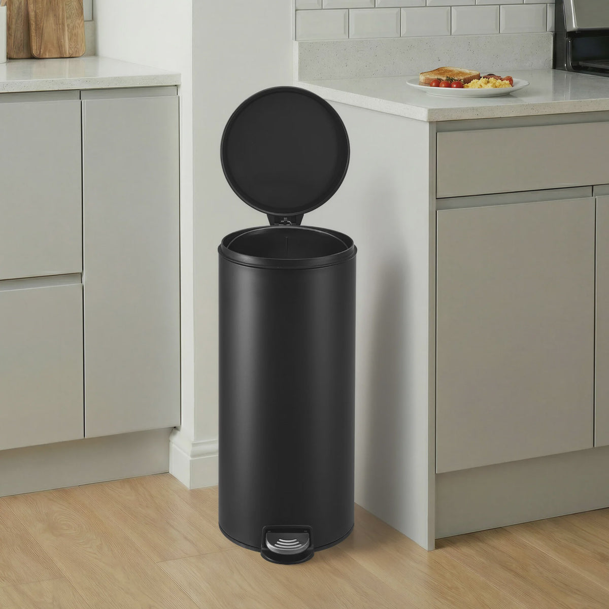Songmics Keukenprullenbak 30L met Deksel en Soft Close - Zwart