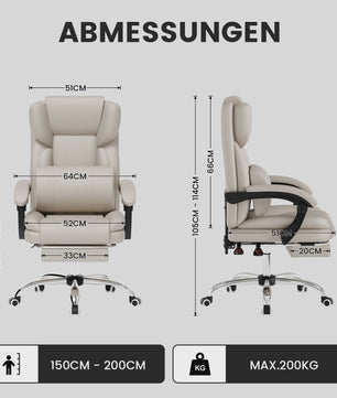 Ergonomische Bureaustoel met Voetensteun en Rugondersteuning - Comfortabel Thuiswerken en Gamen