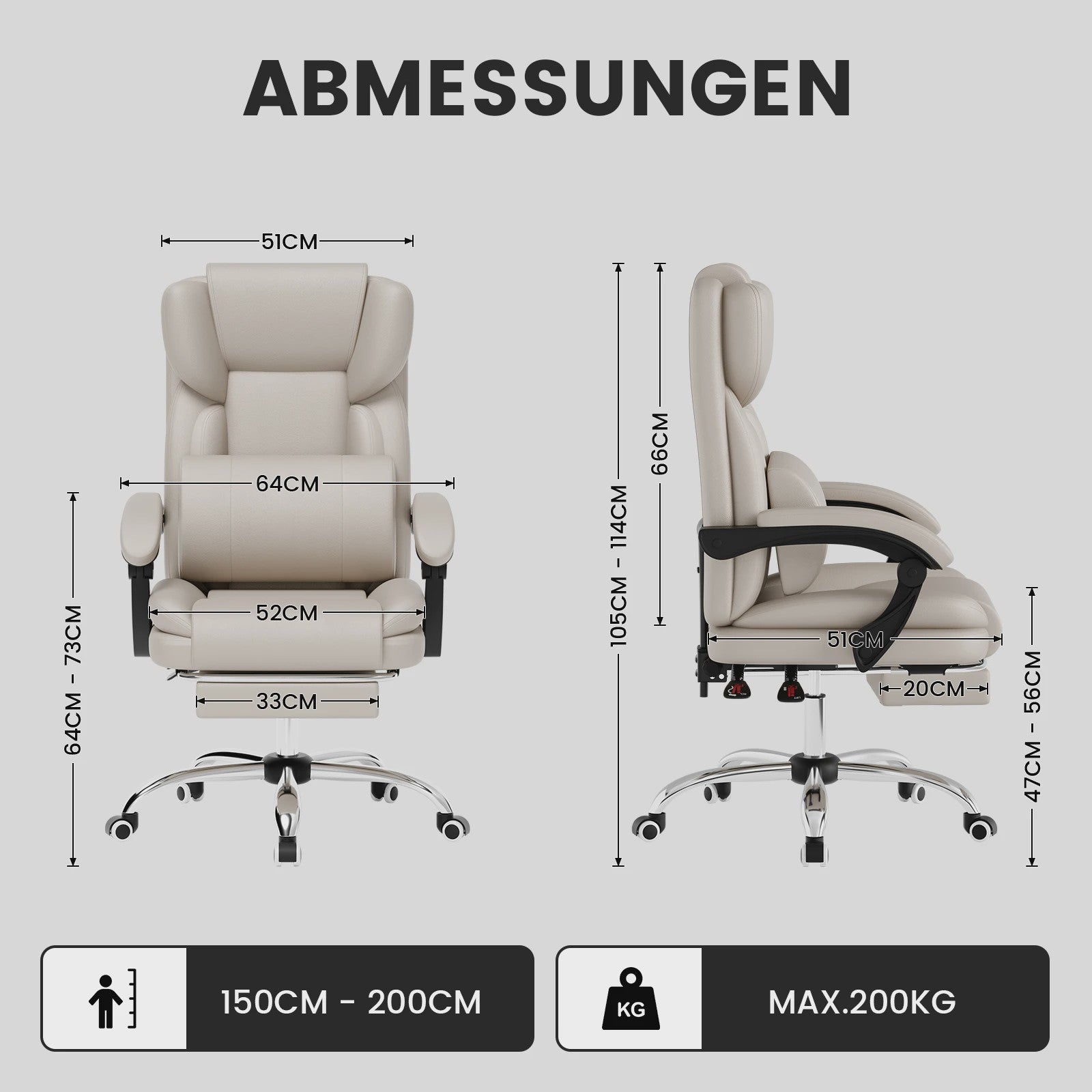 Ergonomische Bureaustoel met Voetensteun en Rugondersteuning - Comfortabel Thuiswerken en Gamen
