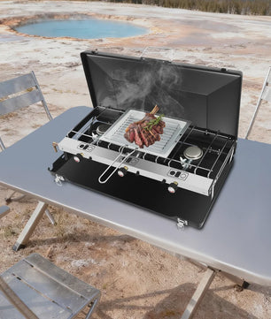 Draagbare Camping Kookplaat & BBQ Grill - Inklapbaar, Zwaar Staal