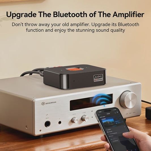 Bluetooth 6.0 Audio Ontvanger met Microfoon - Draadloze AUX & RCA Adapter voor Auto, Speaker & Versterker