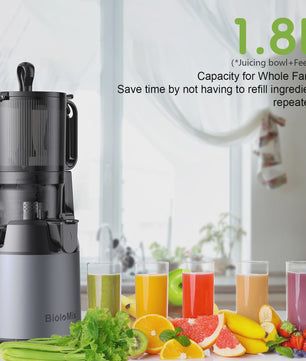 BioloMix Slow Juicer Cold Press met 130mm invoertrechter - Hoge sapopbrengst, BPA-vrij