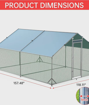 Ruime Gevogeltekooi 3x4x1.95m - Verzinkt Staal, Waterdicht Dak