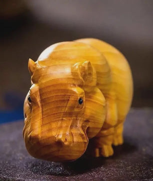 Houten Dieren Beeldjes: Neushoorn, Nijlpaard & Olifant - Handgesneden Decoratie