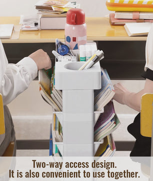 Verrijdbare Opbergtrolley met 5 Lagen - Multifunctioneel Bureau en Boekenkast Organizer