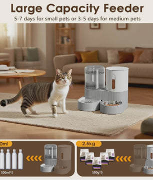 Automatische Voer- en Waterdispenser voor Katten & Honden - 2.4L Droogvoer & 2.6L Water