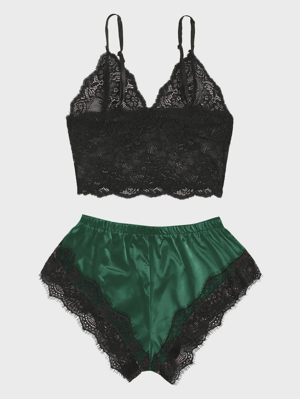 Dames Pyjamaset Satijn met Kant - Sexy Cami Top en Shorts Nachtkleding Zomer