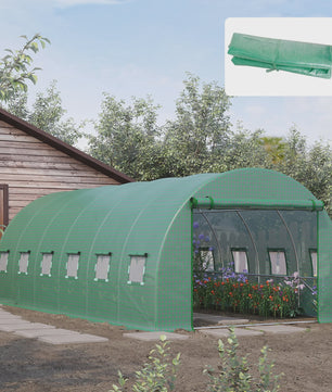 Outsunny Tunnel Kas Cover 6x3x2m met 12 Ramen en Roldeur - Bescherm uw Tuin