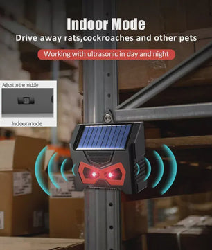 Solar Dier Afweerder met Ultrasone Geluid & LED Licht - Verjaagt Ongedierte uit Tuin & Huis