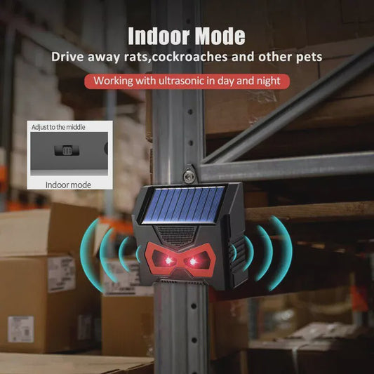 Solar Dier Afweerder met Ultrasone Geluid & LED Licht - Verjaagt Ongedierte uit Tuin & Huis