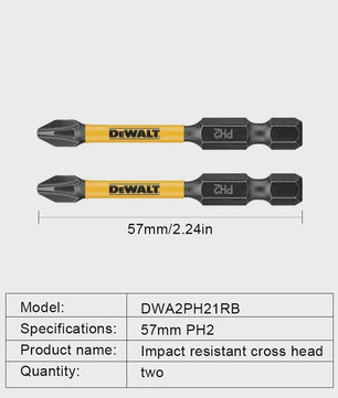 DEWALT PH2 57mm Impact Schroefbits - Set van 2, 5 of 10 stuks