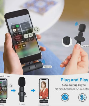 Draadloze Lavalier Microfoon - Mini Draagbaar voor iPhone & Android