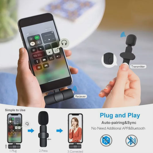 Draadloze Lavalier Microfoon - Mini Draagbaar voor iPhone & Android