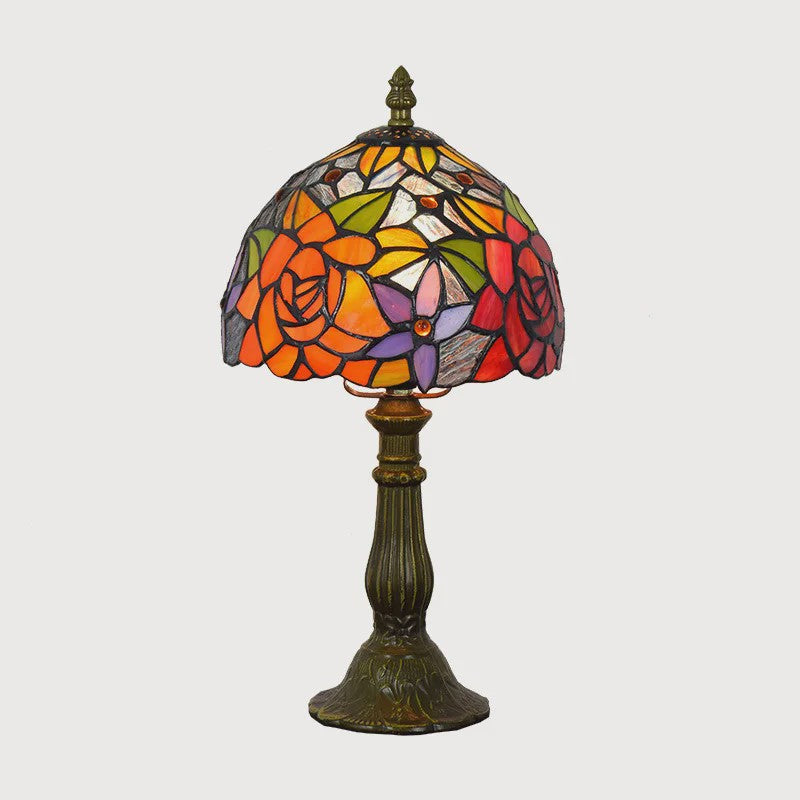 Stijlvolle Tiffany Tafellamp met Glas-in-Lood - Sfeervolle Leeslamp voor Woonkamer, Slaapkamer of Kantoor
