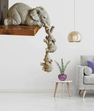 Schattige Olifanten Familie Figuur - 3-delige Resin Decoratie voor Aan de Rand