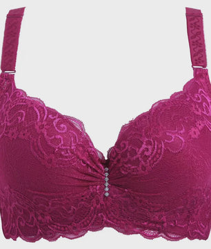 Comfortabele Plus Size Lace Push-Up BH met Brede Zijband en 4-Rij Sluiting