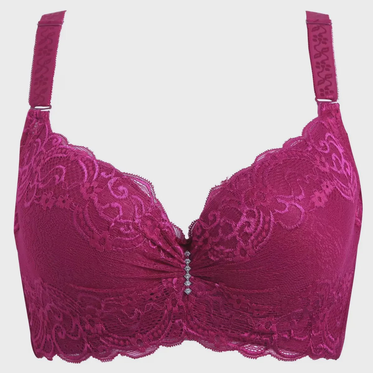 Comfortabele Plus Size Lace Push-Up BH met Brede Zijband en 4-Rij Sluiting