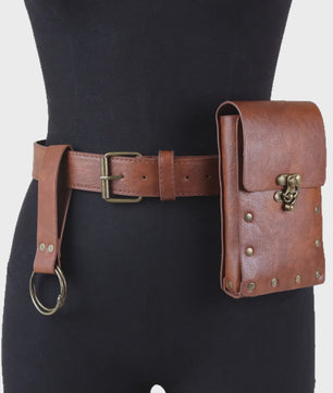 Steampunk Middeleeuwse Lederen Telefoon Portemonnee Tas met Riem - Cosplay Accessoire