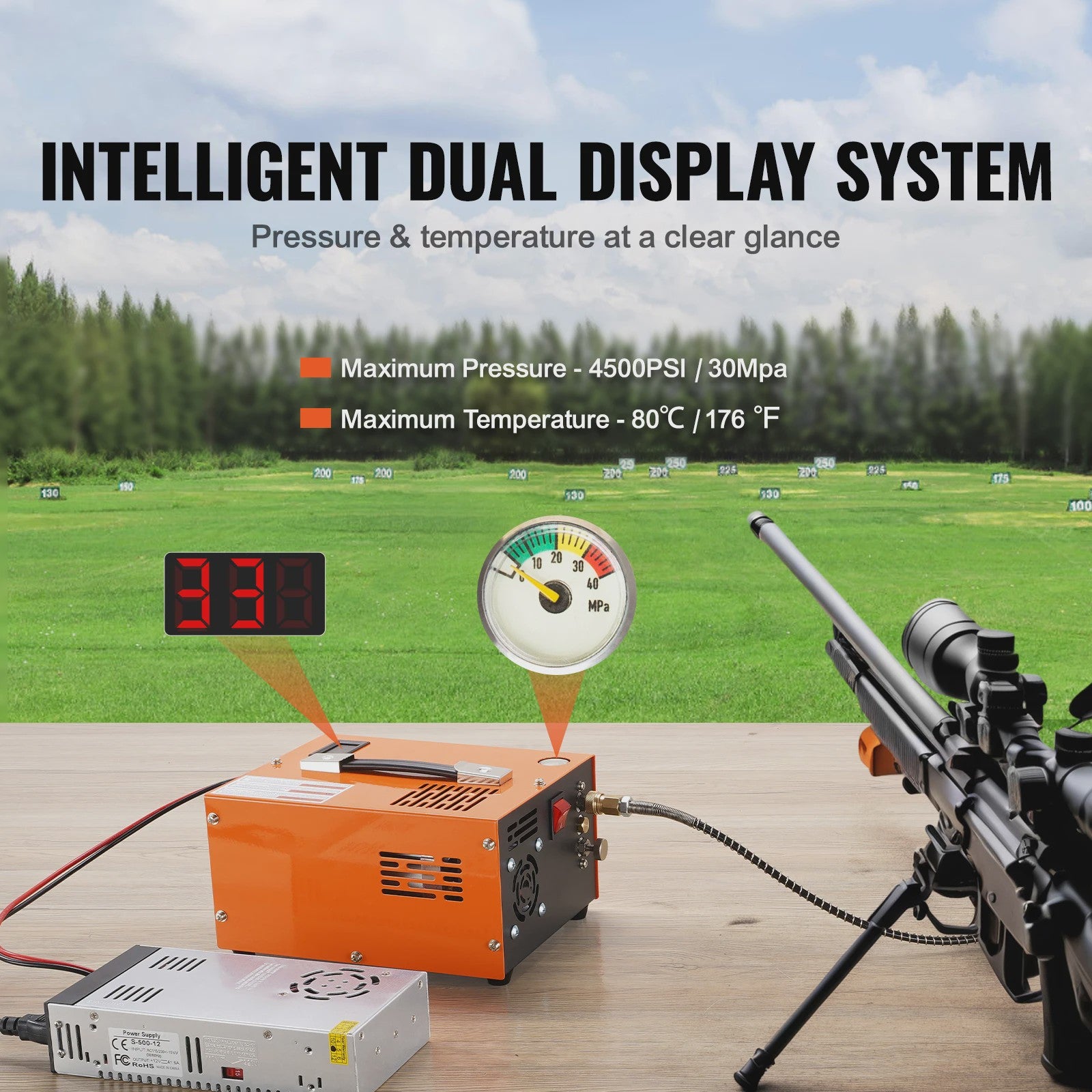 Draagbare PCP Air Compressor 4500PSI/30Mpa met Externe Converter