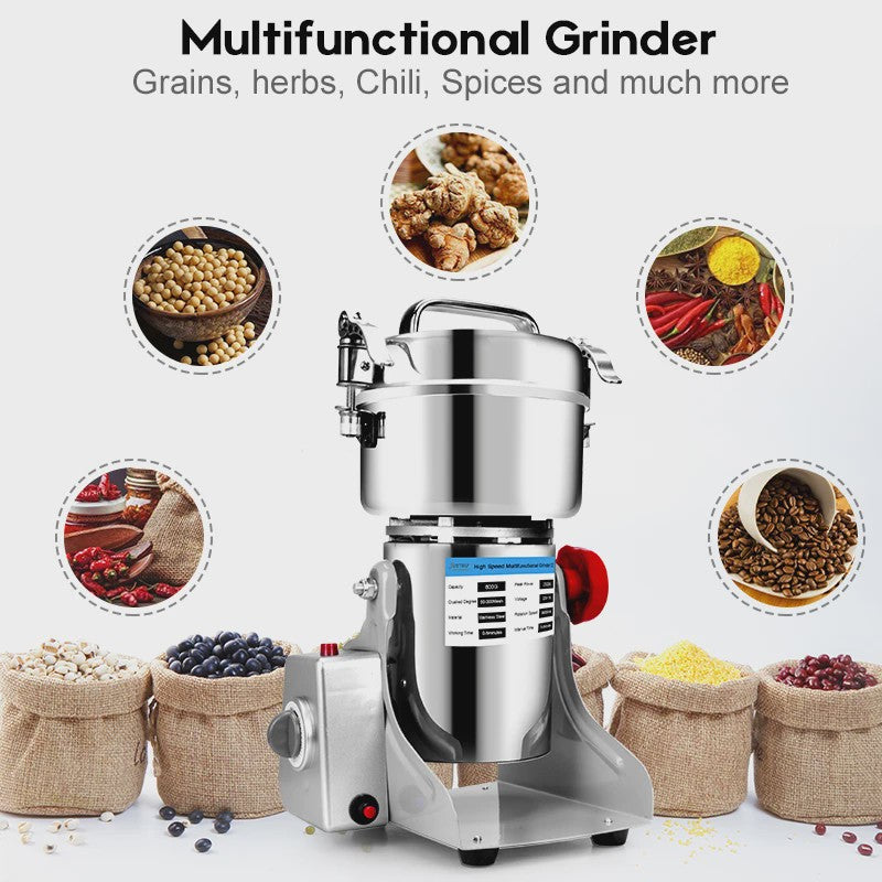 Krachtige 3000W Multifunctionele Grinder - 800g Capaciteit voor Kruiden, Koffiebonen, Granen en Meer