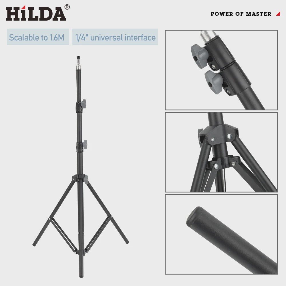 HILDA Laserwaterpas Statief - Verstelbaar 1.6m/3m Hoogte, Aluminium Legering, 1/4" Interface