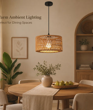 Hanglamp Rotan Mand - Rustiek Landelijk Design - Verstelbaar - 31cm Diameter