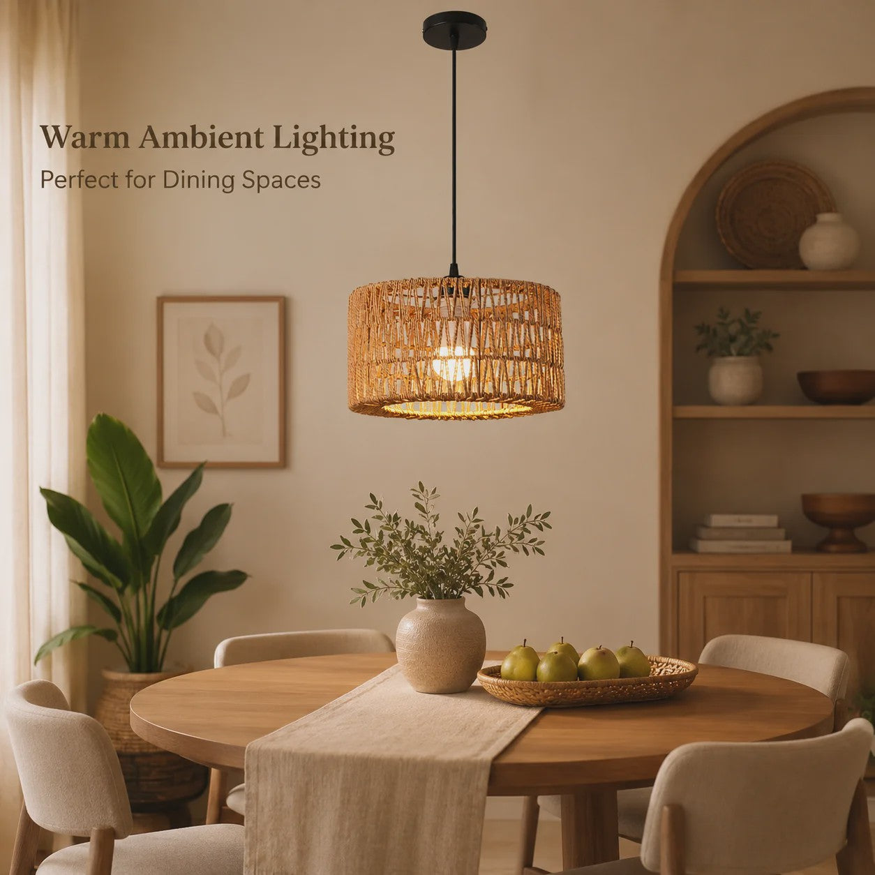 Hanglamp Rotan Mand - Rustiek Landelijk Design - Verstelbaar - 31cm Diameter