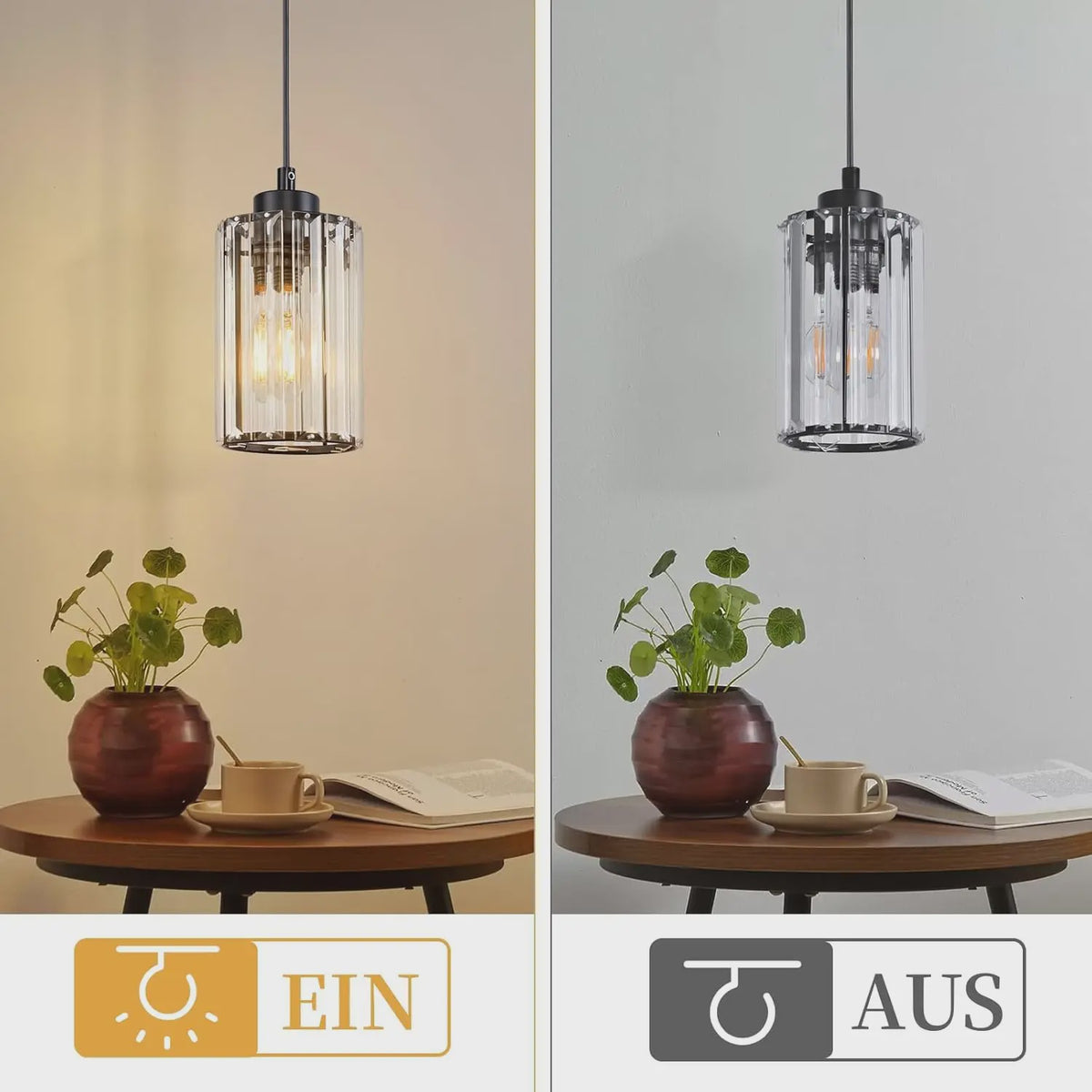 Moderne Kristallen Hanglamp voor Eettafel, Woonkamer & Keuken - E27 Fitting