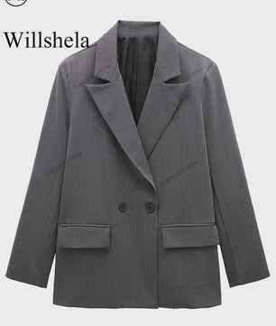 Dames Blazer met Zakken - Stijlvolle Dubbelzijdige Vintage Look
