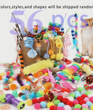 Grote Mix Katten Speelgoed Set (14/28/56 Stuks) - Plastic & Pluche Speeltjes voor Uren Plezier