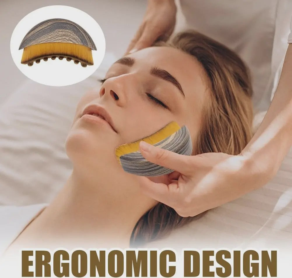 Gezichtsborstel & Houten Meridian Massage Kam: Lymfatische Drainage & Kaaklijn Sculpting