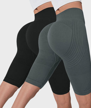 2-Pack Seamless High-Waisted Yoga Shorts met Push-Up Effect - Perfect voor Fitness & Training