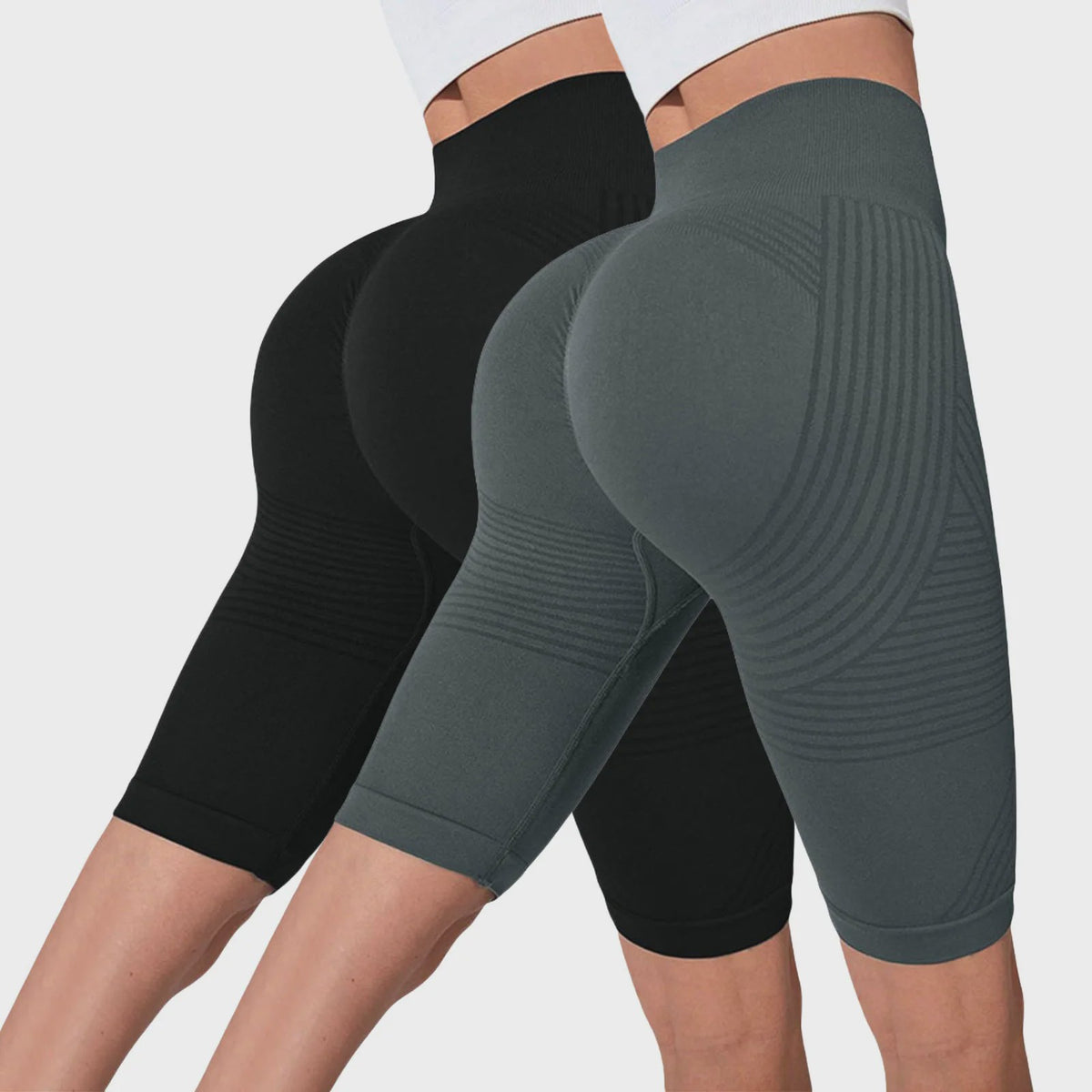 2-Pack Seamless High-Waisted Yoga Shorts met Push-Up Effect - Perfect voor Fitness & Training