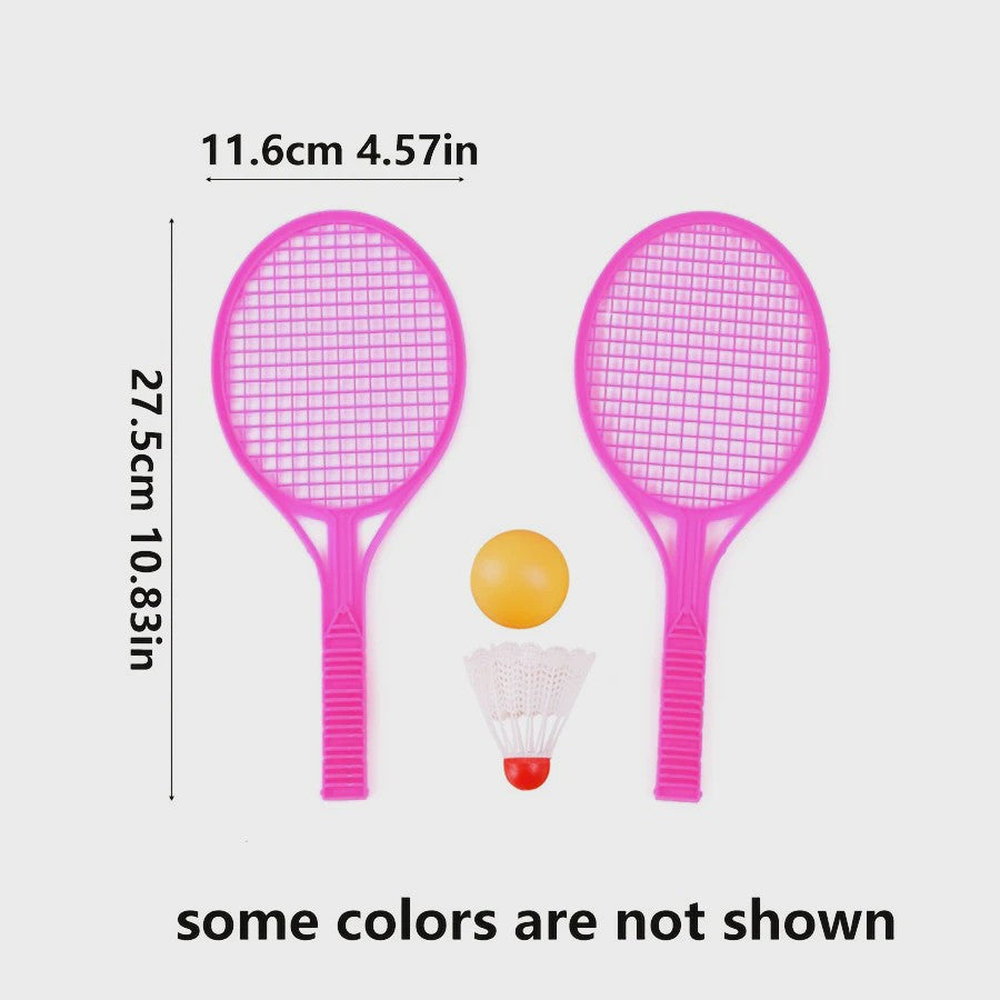 Mini Plastic Badminton & Tafeltennis Set - 4 Paddles, 2 Ballen
