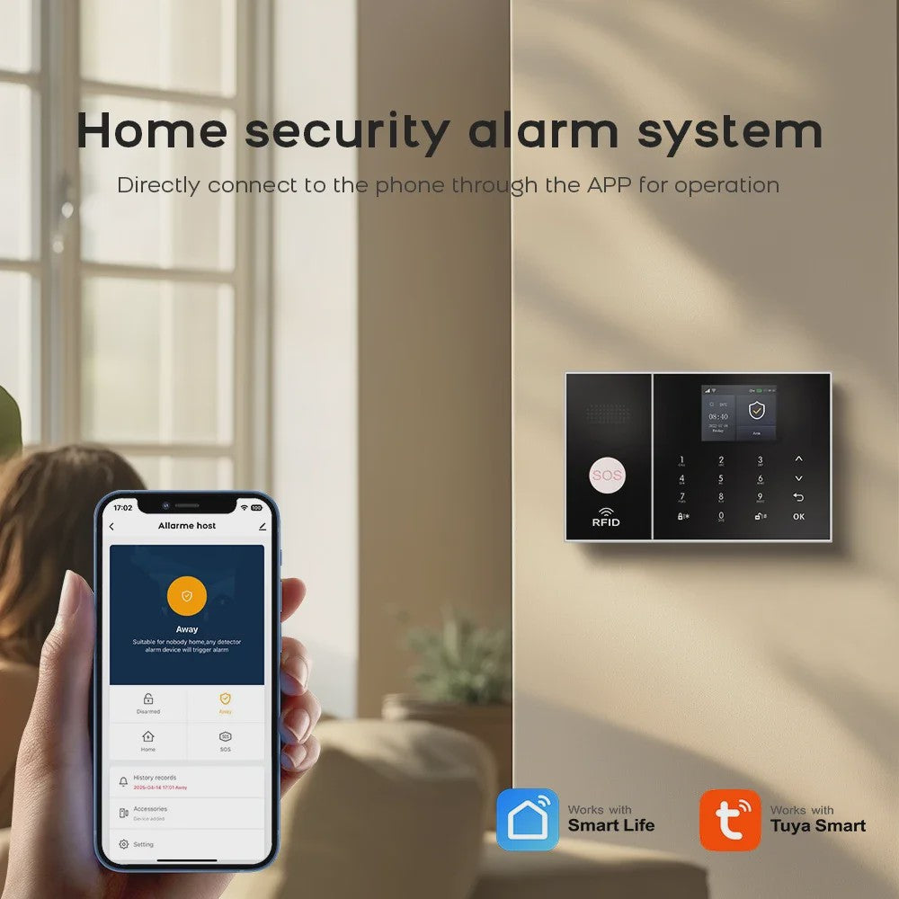 Tuya Smart Home Beveiligingssysteem met 4G WiFi, APP Meldingen en Bewegingsdetector