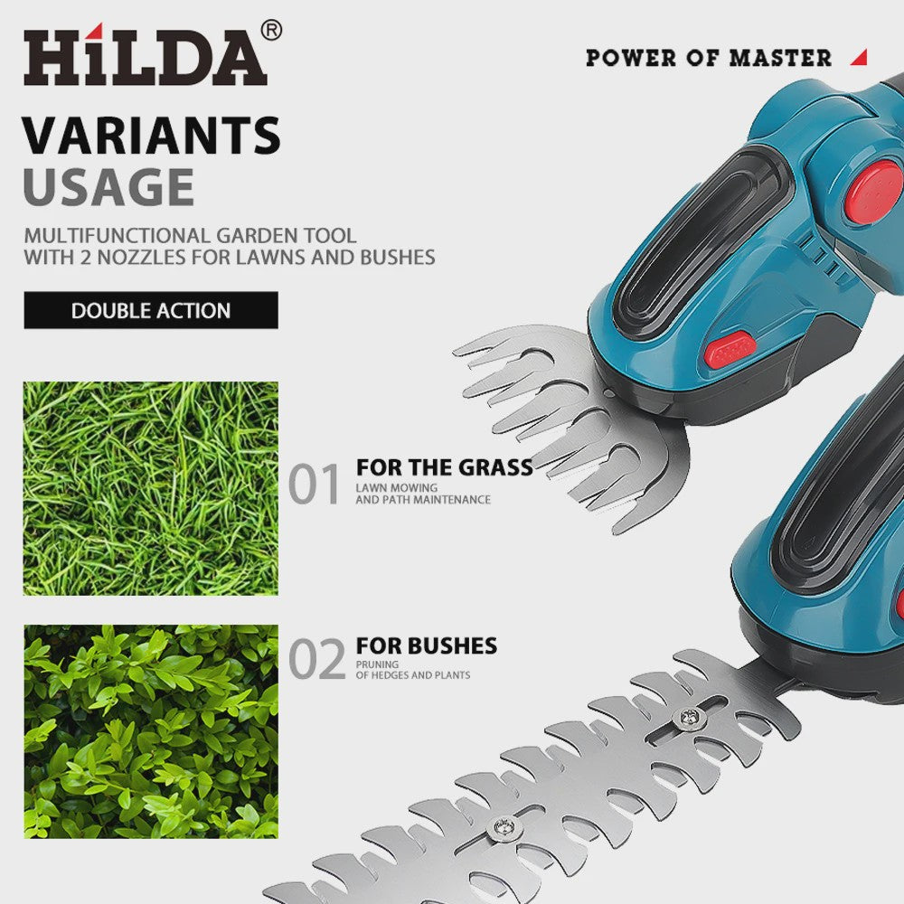 HILDA 2-in-1 Snoeischaar & Grasmaaier - Draadloos, Makita 18V Compatibel