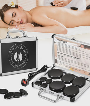 Professionele Hot Stone Massage Set met Verwarmer - 20 Stenen & Temperatuurregeling