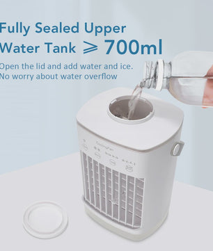 Draagbare Mini Air Cooler met Verneveling en LED Nachtlampje