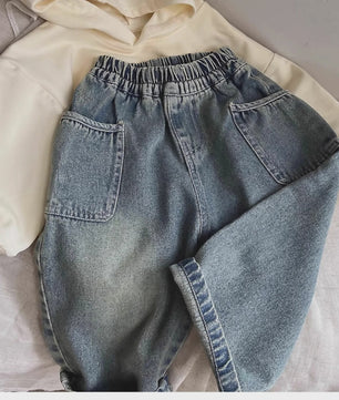 Jongens Denim Spijkerbroek met Elastische Taille en Zijzakken - Casual Lente/Herfst